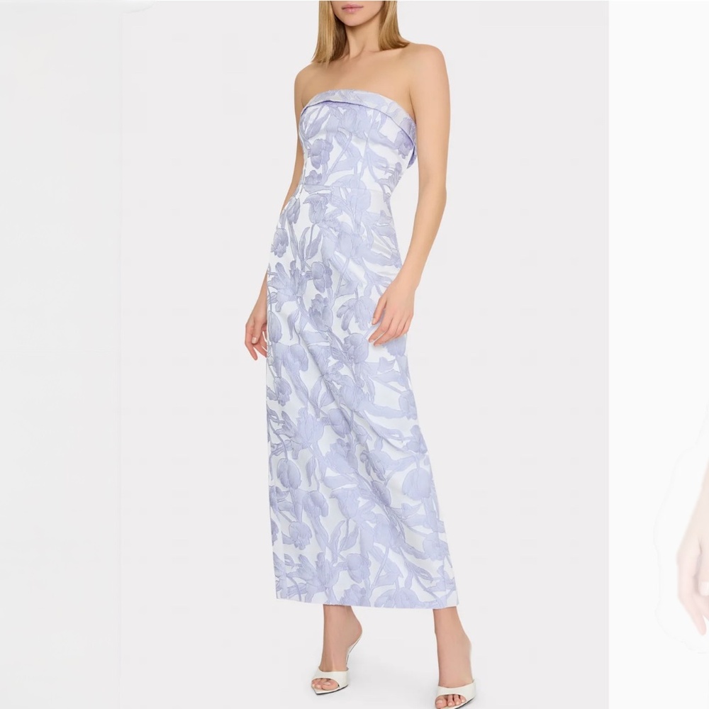 MILLY Tulip Jacquard Strapless Dress Size 8 Periwinkle